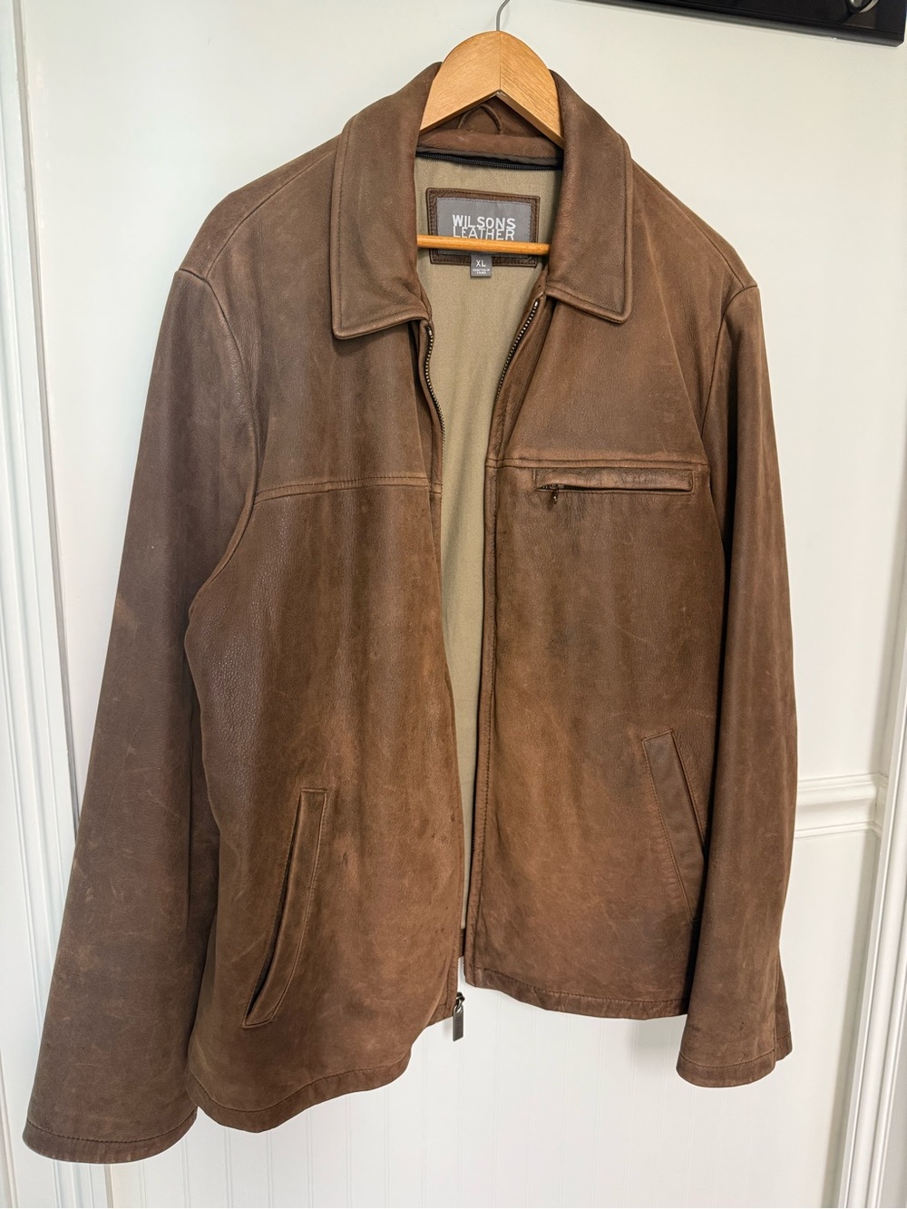 Wilsons Leather Men’s Brown Leather Zip Jacket